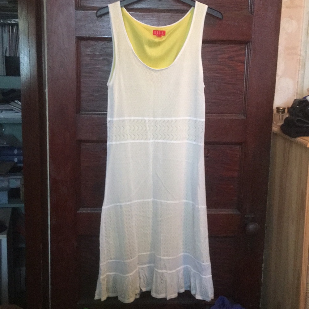 White dress with yellow lining
